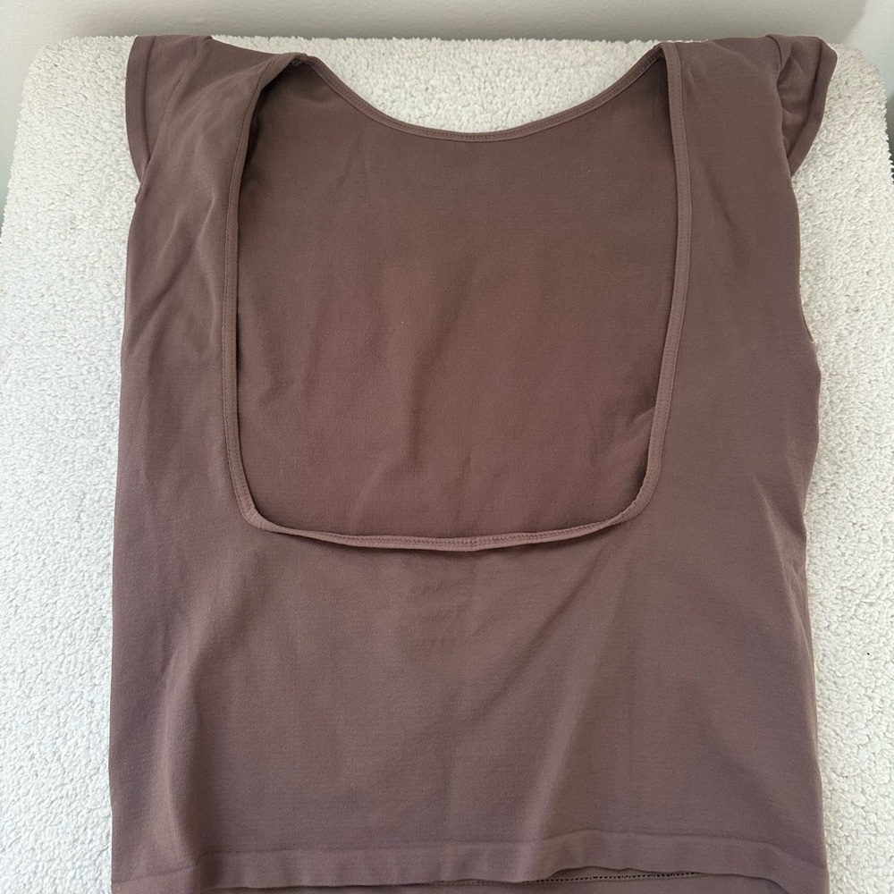 Free People Brown Cap Sleeve Open Back Crop Top